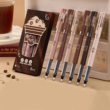 Gel Pens - 6 Brown Pens - Large Capacity 0.5mm Tip for Smooth Writing
