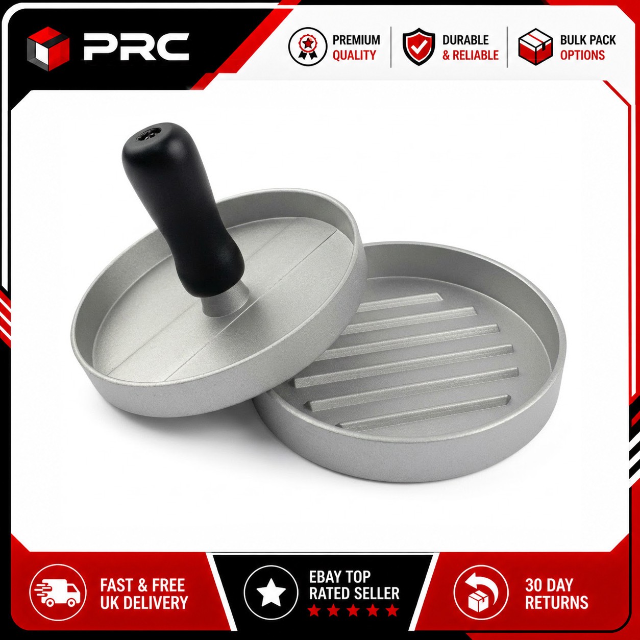 Burger Press Metal 12cm Heavy Duty BBQ Beef Ham Burger Mould Catering