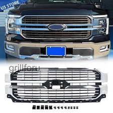 Front Bumper Grille Fits 2024-2025 Ford F-150 F150 Platinum King Ranch Chrome