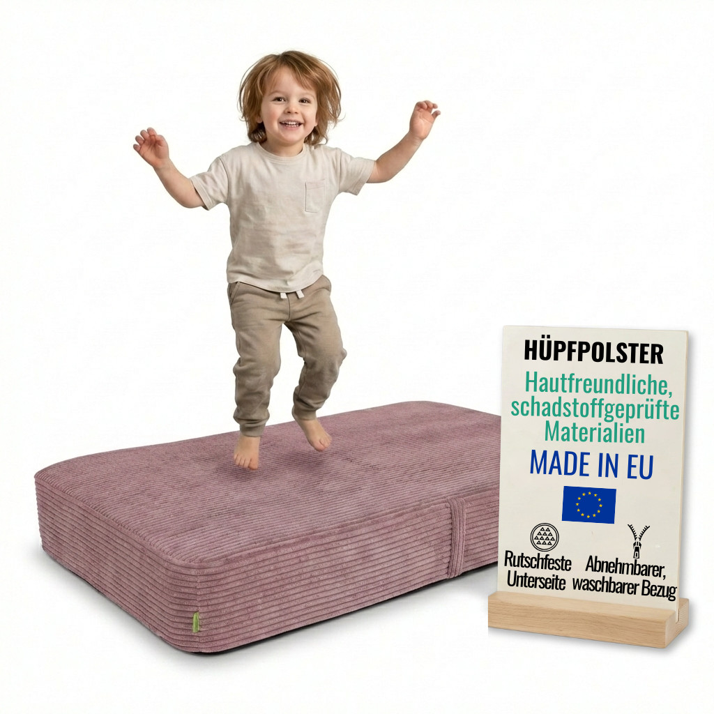 Hüpfpolster Kinder [70x110x17 cm] Hüpfkissen Indoor mit Federn, Kinder Trampolin