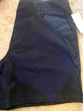 A New Day Women's Chino Shorts Black Solid Flat Front Button/Zipper Size 12