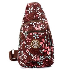 Sling Bag for Women Men Nylon Crossbody Bags Fanny Packs Flower Print Small B...