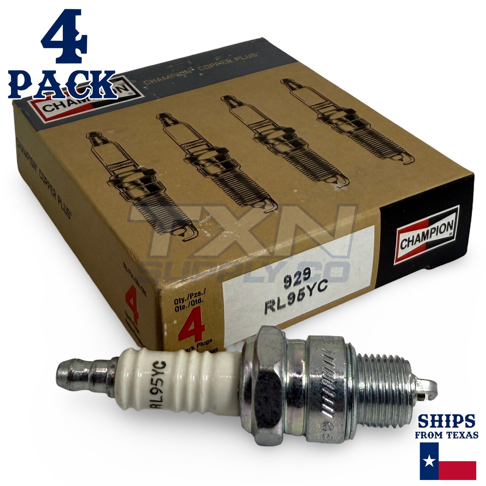 Champion 929 Copper Plus Spark Plug RL95YC - 4 Pack