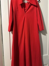 Vintage 60's Henson Kickernick XS Long Red Felt 1/2 Zip House Robe Housecoat