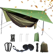 Portable Camping Hammock Set,Single Double Hammock,Insect-Proof net,Rain Fly ...