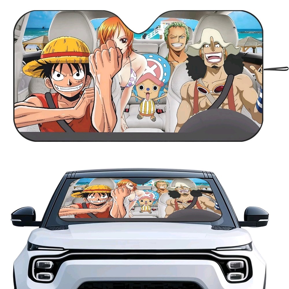 Pare-soleil de voiture One Piece Luffy et Usopp pour protection de pare-brise avant