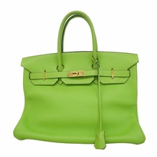 Hermes Hermès Birkin 35 handbag in Taurillon Clemence leather, apple green, H st