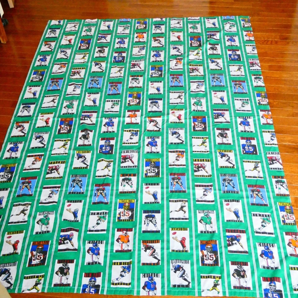 Sábana bajera NFL 1989 talla doble 66x92 fútbol americano todos los equipos tela verde Foto 2 de 4