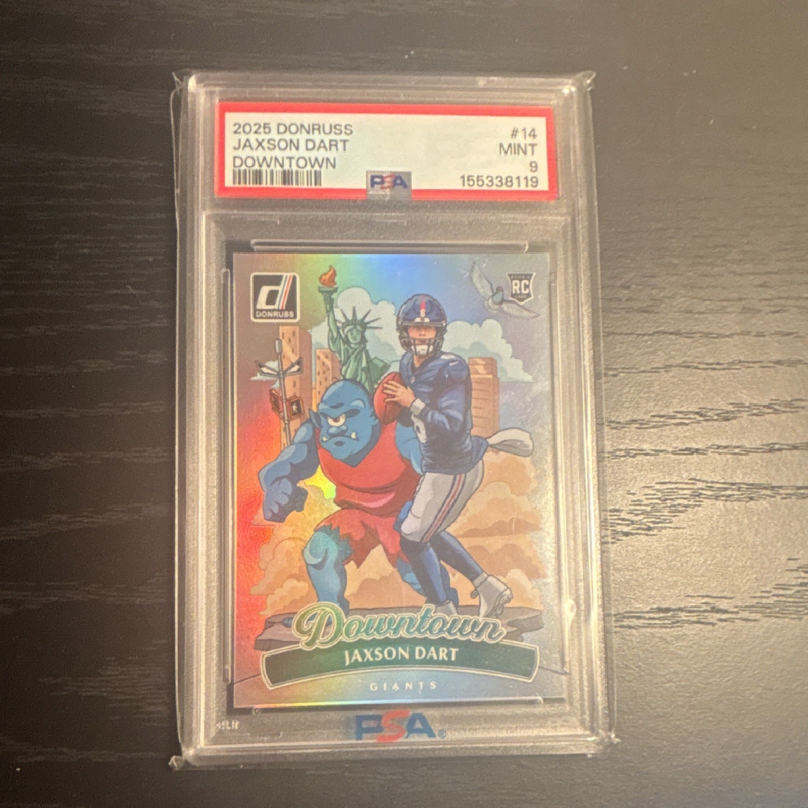 Panini Donruss 2025 Downtown! Jaxson Dart RC #14 PSA 9 New York Giants