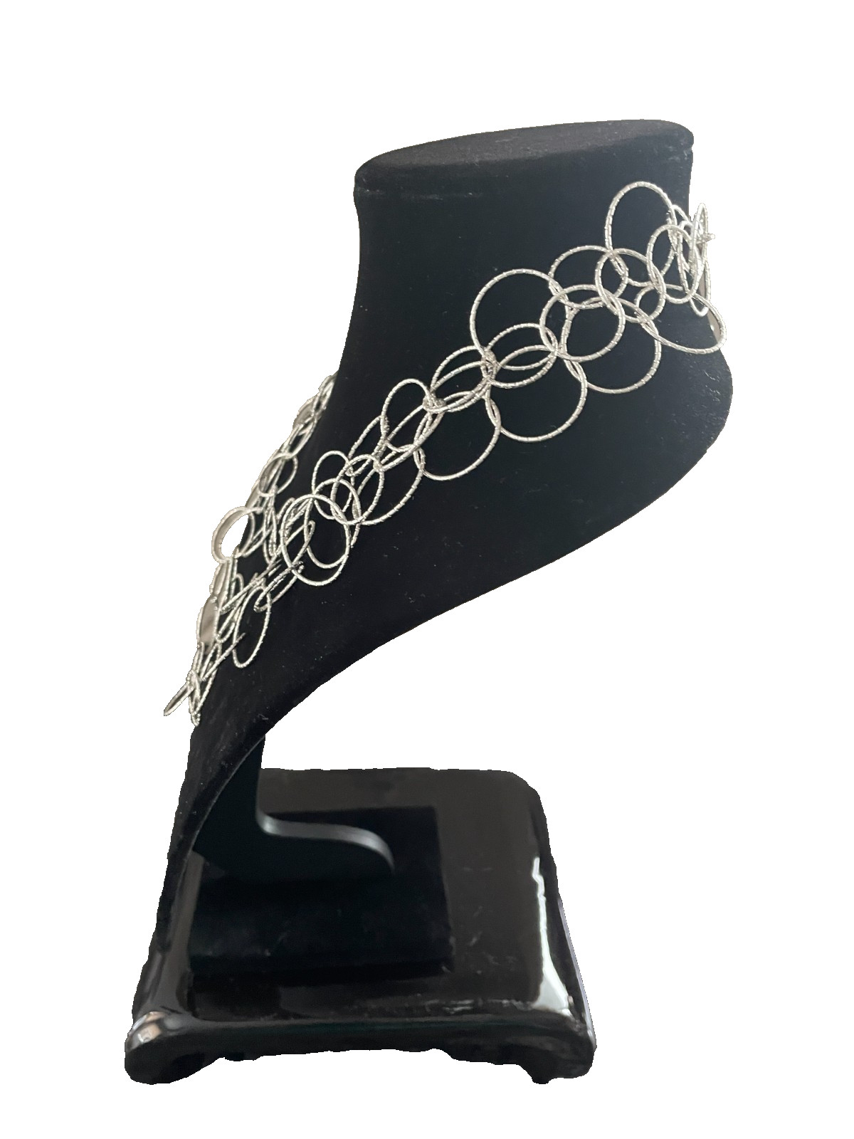 Multi Layered Silver Circle Chained Necklace 10" … - image 3