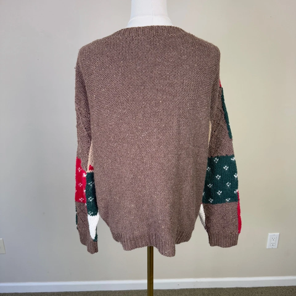 Suéter feminino Studio Works lã feio Natal com zíper EUA M - Imagem 4 de 4