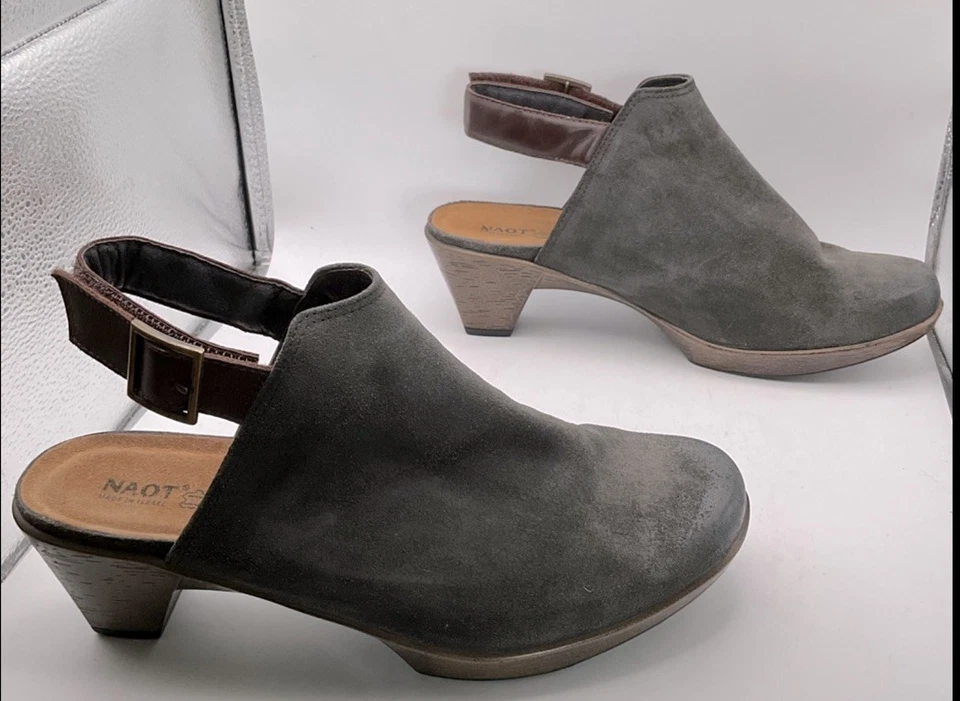 Naot ladies upgrade mules clogs 40 us 9- 9.5 grey brown suede leather lagonlook - Image 2 of 4