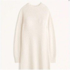 Abercrombie & Fitch Long Sleeve Mockneck White Sweater Dress Sz Medium Tall
