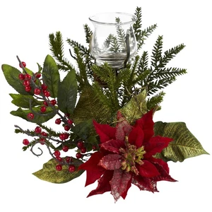 11 in. Poinsettia Candelabrum