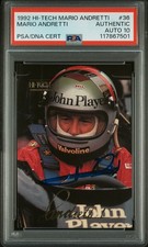 1992 HI-TECH MARIO ANDRETTI #36 MARIO ANDRETTI PSA AUTHENTIC AUTO 10
