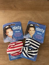 2 Vintage Goody ELASTY Scrunchie Elastic Ponytail Holder 1996 Red White Blue