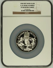 1988 Hutt River S$100 Silver 6oz Seoul Olympics NGC PF68UC