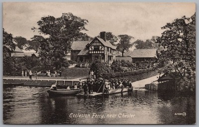 ECCLESTON - Cheshire Eccleston Fähre in der Nähe von Chester 1949 Postkarte