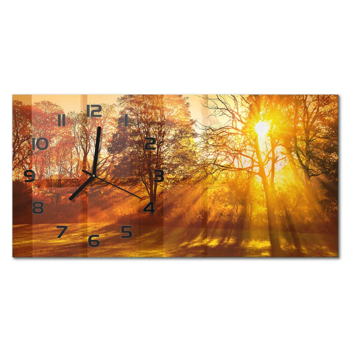 Reloj de Pared Rectangular Horizontal Silencioso Sin Tic Tac Atardecer 60x30 cm