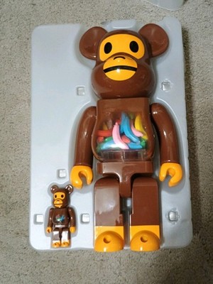Bape Baby Milo and Banana Bearbrick 400% 100% Medicom Toy Be@rbrick, 30th  Anniv