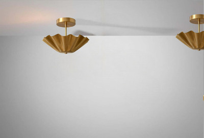 Semi Flush mount Ceiling Light Italian Brass Pendant Handmade Mid Century Modern