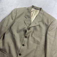 Azione Ermenegildo Zegna Super 100s Wool Blazer Mens 54 Tan Blue Micro Check