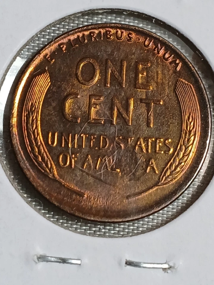 Centavo Lincoln 1923-P. MS/ BU/ ROJO. MÁXIMA CLASIFICACIÓN. ERROR - VER AMÉRICA - REVERSO. Foto 2 de 4