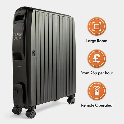 Black Oil Filled Radiator with Digital Display - 2500W