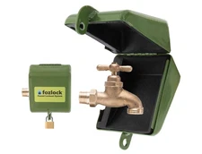 Outdoor Faucet Lock System, Green – Insulated Garden Hose Bibb Cover and Lock...