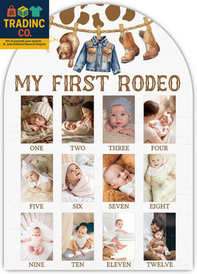 My First Year Photo Board, My First Rodeo Baby Milestone Signs for Boys Girls Nu