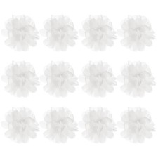 12-Pack Chiffon Flowers 2.76 x 2.76" Fabric Flowers for Craft Beige White