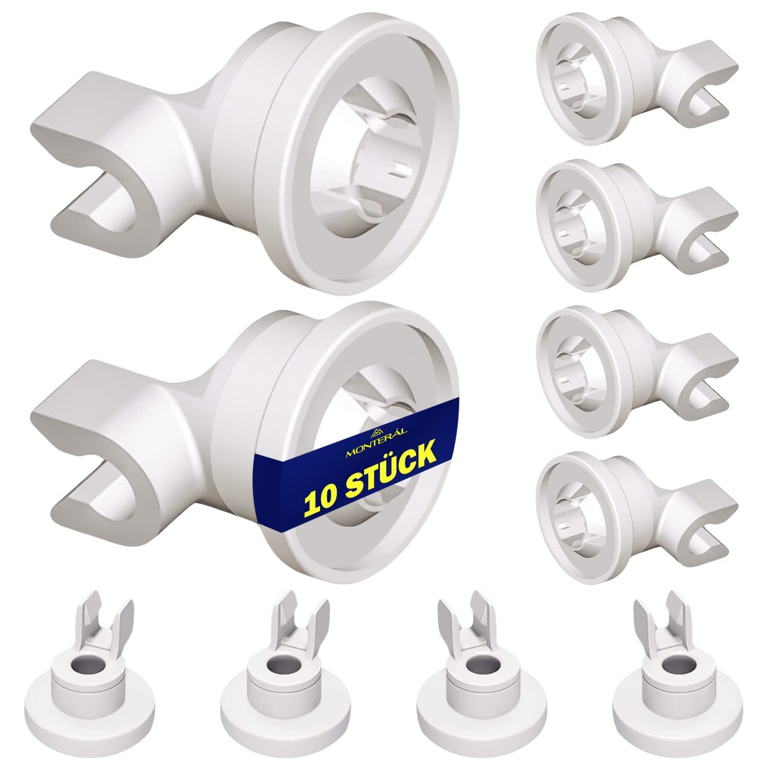 Roulettes pour panier lave-vaisselle 424717 en lot de 10 pièces pour rail inférieur gris