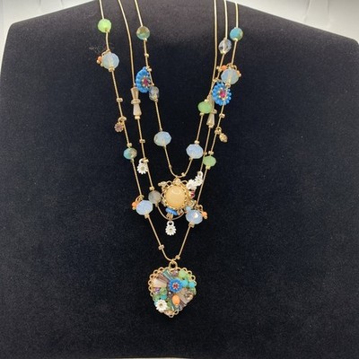 Betsey Johnson Woven Heart Layered Necklace NEW W/Gift Box