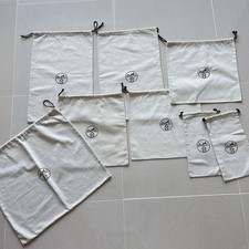 Hermes HERM S Dust Bag Pouch Set / lot of 8pcs Drawstring Cotton Storage Bags
