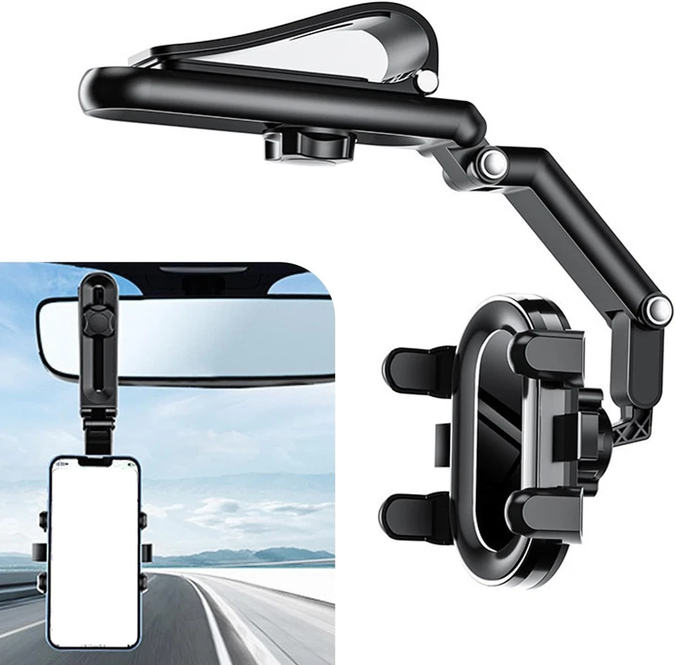 360° Rotatable Sun Visor Phone Holder for Safe Driving - Black, Foldable Design - Image 3 of 4