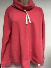 Joules Women’s Sz 14  Bright Pink Cowl Neck Pullover Sweater w/ Front Pockets