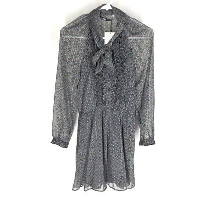 Zara Chiffon Jumpsuit Dress Floral Tie Collar Size Medium NEW NWT