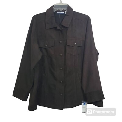 NWT Faux Suede Over Shirt Brown Quiet Western Cowgirl Boho Croft Barrow Size 1X
