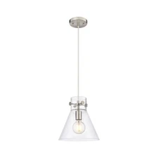 Innovations Newton Cone 1 Lt 10" Cord Pendant, SN/Clear - 410-1PM-SN-G411-10CL