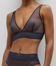 Else Women's Blue Bare Soft Plunge Adjustable Wireless Bra Size S