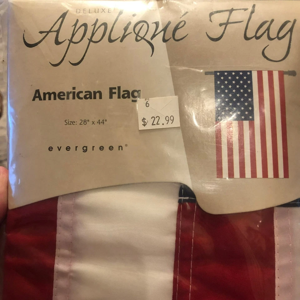 Deluxe Applique American Flag 28" x 44" Evergreen Nylon Patriotic Home Decor - Image 2 of 4