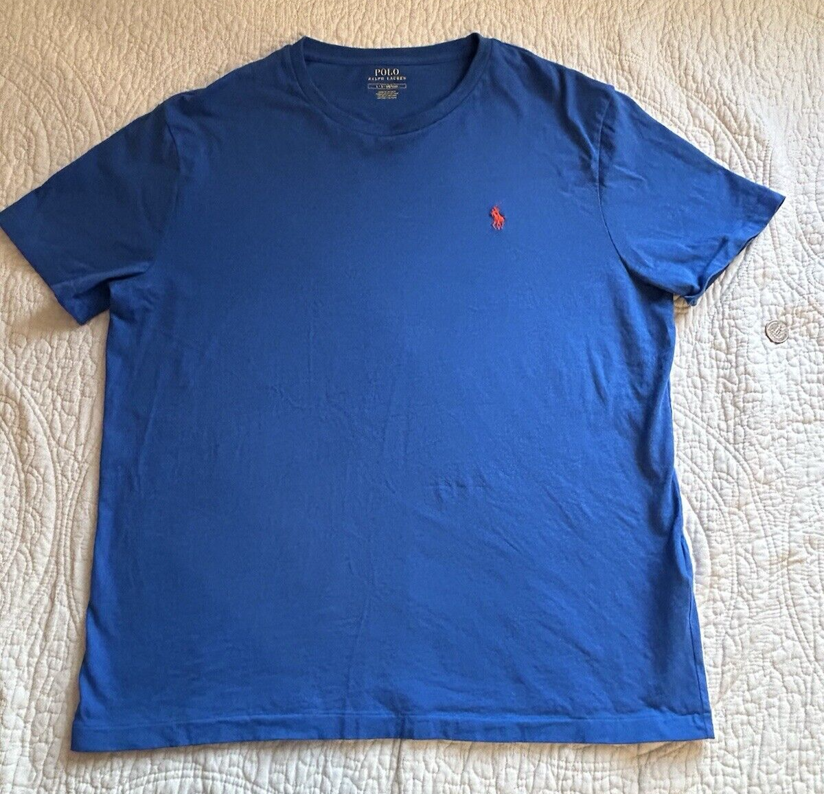 POLO RALPH LAUREN T SHIRT UOMO girocollo blu ricamata pony taglia large
