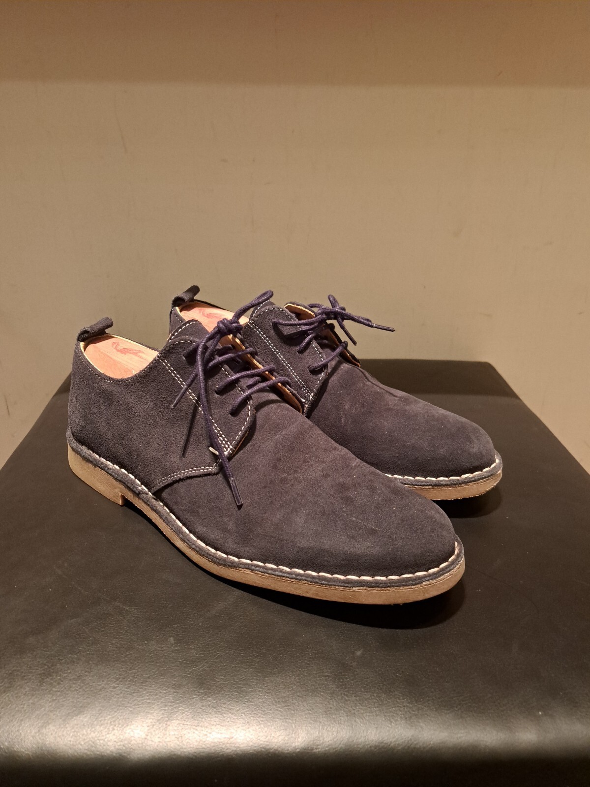 SAOLA Scarpe Loake blu navy scamosciate UK 8 Derby England Northampton Oxford suola in gomma.