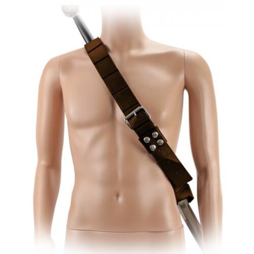 ADJUSTABLE BROWN LEATHER SHOULDER SWORD BALDRIC FROG BELT Sheath Scabbard - Picture 1 of 3