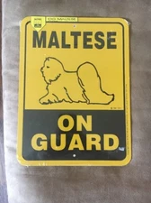 New In Package Maltese On Guard Yellow 9 X 12 Sign Noble Beasts Graphics Dog