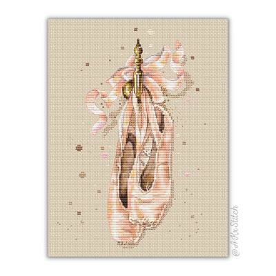 Ballettschuhe Kreuzstich-Kit, DMC-Fäden, Aida, bedruckte Musterkarte,