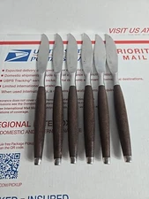 EKCO ETERNA Flatware Mcm 6 Steak Knives Wood Composite Handle Japan 