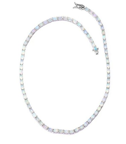 Opal Tennis Necklace 925 Sterling 