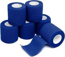 6 First Aid 2" x 5 Yds Self Adhesive Bandage Rolls Wrap Blue Medical Wound Tape
