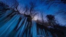 Landscape nature night trees stars frozen river Custom Gaming Mat Desk
